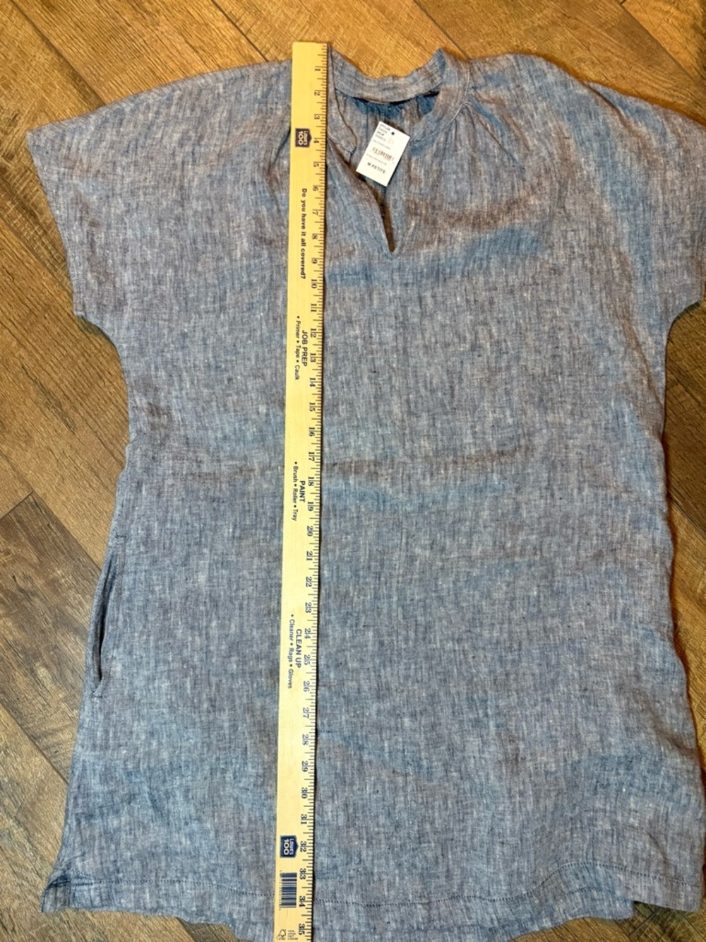 Lands’ End Linen Dress NWT Blue Chambray Petite M | Pockets! - Picture 6 of 10